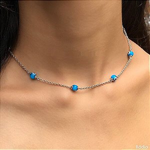 Choker Bolinhas Olho Grego