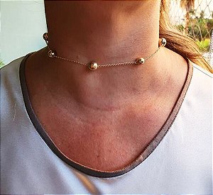 Choker Bolinhas banhado à Ouro 18k