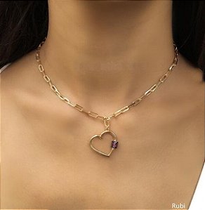 Colar Choker Coração Vazado