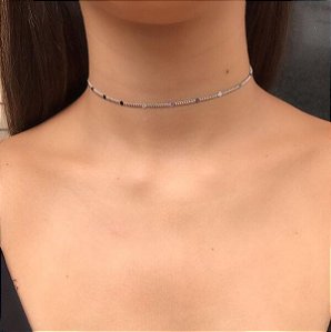 Choker Pontinhos Rhodium