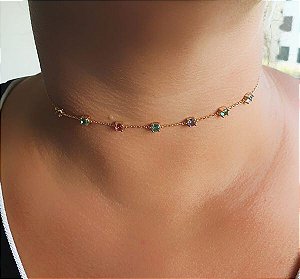 Choker Pedrinhas Coloridas