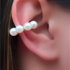 Piercing Fake Pérola Encaixe Ródio Branco