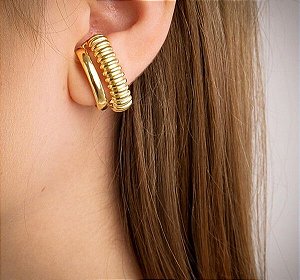 Brinco Ear Hook Duplo Banhado à Ouro 18k