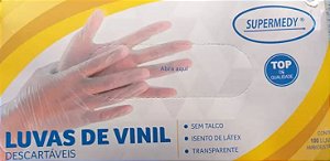 Luva de Vinil Transparente Sem Talco