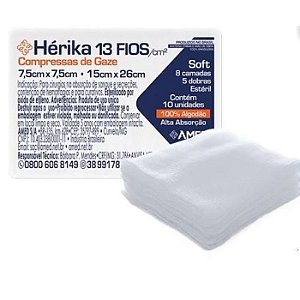 Compressa de Gaze Esteril Herica Soft 13 Fios 7,5cm x 7,5cm
