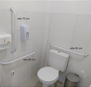 Kit2 - 5 Barras para Banheiro Acessível Barras Retas e de Lavatório