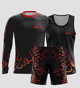 Kit Masculino | Manga Longa, Regata e Shorts | Hupi Fire