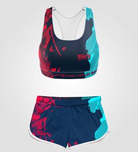 Conjunto Top Treino e Shorts | Feminino | Pink&Blue