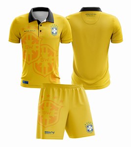 Conjunto Camisa Manga Curta e Shorts | Masculino | Coleção Copa 94 | Amarelo