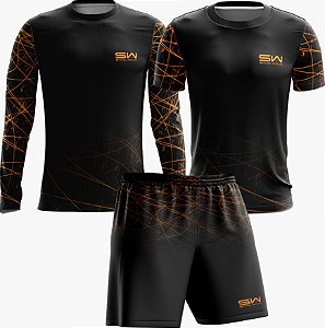 Kit Masculino | Manga Longa, camiseta e shorts - Orange Lines