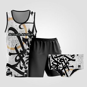 Kit de Aniversário Sand Walk | Masculino | Regata, shorts e sunga | Graffiti Branco