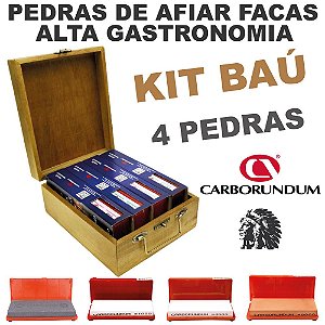 Caixa com 1 Kit Baú 4 Pedras de Afiar para Alta Gastronomia Carborundum