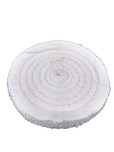 Disco de Polimento Costurado Flanela Branca - 100 mm