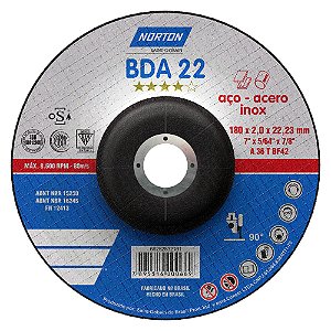 Caixa com 25 Disco de Corte BDA22 Azul com Depressão 180 x 2 x 22,23 mm