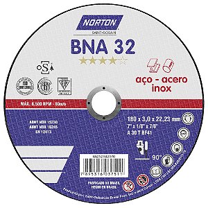 Caixa com 25 Disco de Corte BNA32 Azul 180 x 3 x 22,23 mm