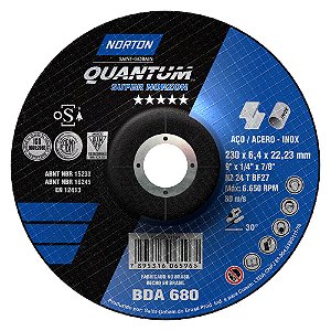 Caixa com 10 Disco de Desbaste Quantum BDA680 230 x 6,4 x 22,23 mm