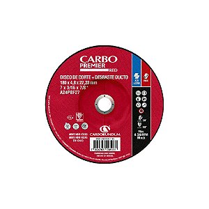 Caixa com 10 Disco de Desbaste T27 Carbo Premier Red Ducto 180 x 4,8 x 22,23 mm