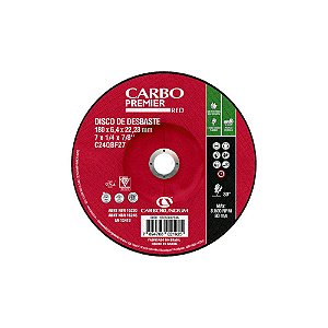 Caixa com 10 Disco de Desbaste T27 Carbo Premier Red para Não Ferrosos 180 x 6,4 x 22,23 mm