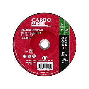 Caixa com 10 Disco de Desbaste T27 Carbo Premier Red para Não Ferrosos 230 x 6,4 x 22,23 mm