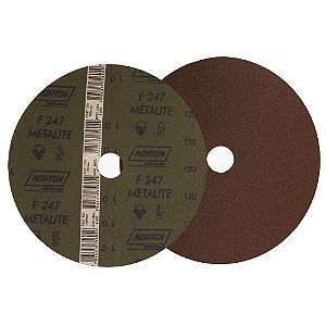 Caixa com 100 Disco de Lixa Fibra Metalite F247 Grão 120 180 x 22 mm