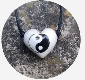 Aromatizador Pessoal - Coração Branco - Símbolo Yin Yang