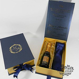 Caixa de Padrinhos Azul com Dourado