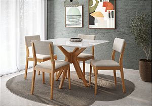 Conjunto Mesa Retangular Turim e 4 Cadeiras Turim