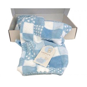 COBERTOR DE MICROFIBRA BABY ESTAMPADO COM PATCHWORK CAMESA