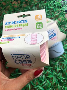 Kit 4 Potes Com Tampa  125ml empilháveis
