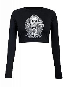 Jason para presidente - Cropped Manga Longa