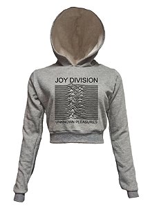 Joy Division Unknown Pleasures Cropped Moletom Cinza Com Capuz