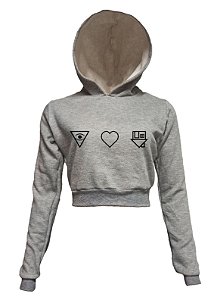 The Neighbourhood - Cropped Moletom Cinza Mescla Com Capuz