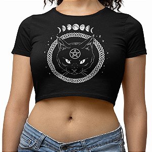 Gato Preto Blusa Cropped Alternativo