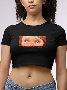 Blusa Cropped Chucky: Brinquedo Assassino - Coleção Janelas da Alma