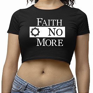 Blusa Cropped Faith No More Preto Feminino Manga Curta