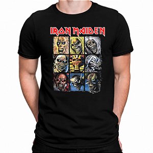 Camiseta Iron Maiden Eddie Rock Heavy Metal 100% Algodão Preta