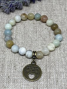 Pulseira de Pedra Natural Amazonita - Afastar Energia Negativa, Atrair Boa Sorte e Favorecer o Aprendizado