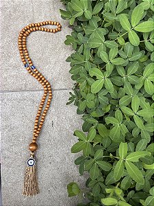 Japamala 108 contas de madeira 8mm Olho Grego Proteção Contra Energia Negativa