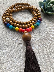 Japamala 108 Contas de Madeira e Açaí - Cores Dos Chakras