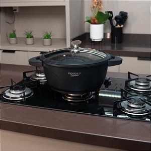 Panela 24cm Com Tampa Super Resistente Frigigold - 5 camadas de Titânio com mármore antiaderente