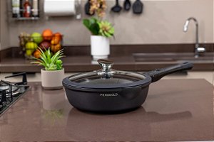 Frigideira Wok 24cm Antiaderente Com Tampa Super Resistente Frigigold - NOVO MODELO