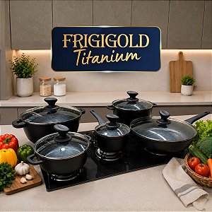 Novo Conjunto de Panelas Frigigold Premium: Titânio e Mármore (5 Peças)