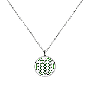 Colar Difusor - Pingente 10mm Mini - Flor da Vida - Prateado - Aço Inox