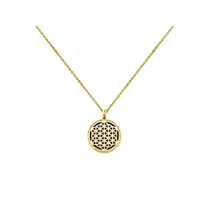 Colar Difusor - Pingente 10mm Mini - Flor da Vida - Dourado - Aço Inox