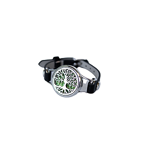 Pulseira Difusor - Pingente 27mm  - Árvore da Vida - Liga de Zinco e Courino