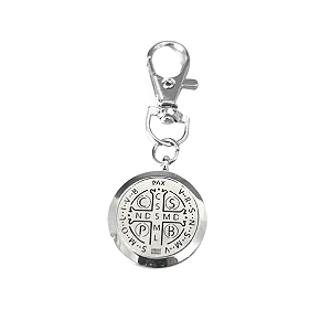 Chaveiro Difusor - Pingente 21mm - São Bento - Prateado - Liga de Zinco