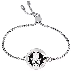 Pulseira Difusor - Pingente 20mm - Mão de Fátima - Prateado - Aço Inox