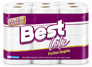 Papel Higiênico Best Folha Dupla Neutro 20m Pacote com 12 rolos