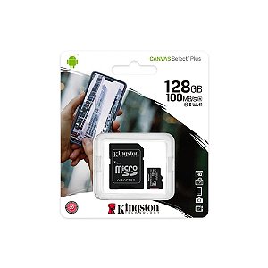 Cartão de Memória Kingston Canvas Select Plus MicroSD 128GB, com Adaptador - SDCS2/128GB