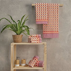 Toalha de Banho Felpuda com 3 peças - Estampas Geométricas